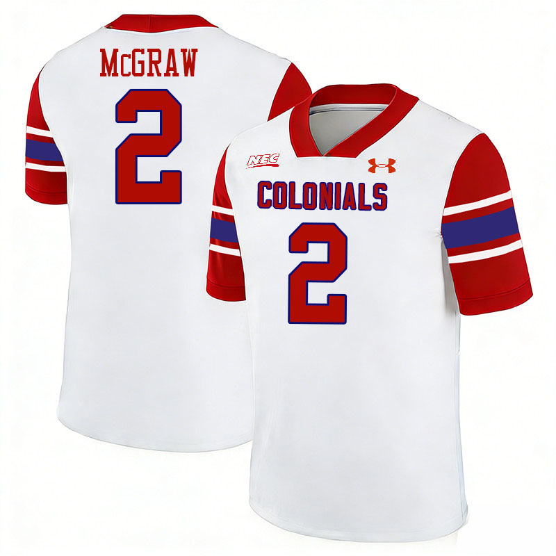 Robert Morris Colonials #2 Owen McGraw College Football Jerseys,Uniforms Stitched-White
